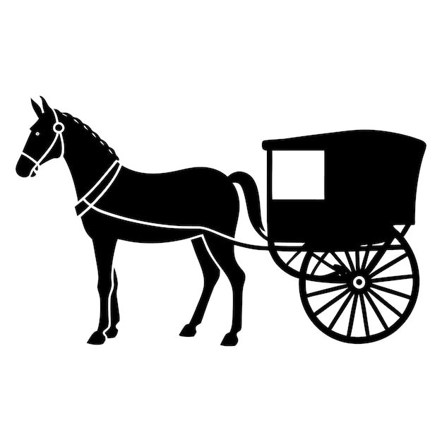 Horse and Buggy silhouette black vector