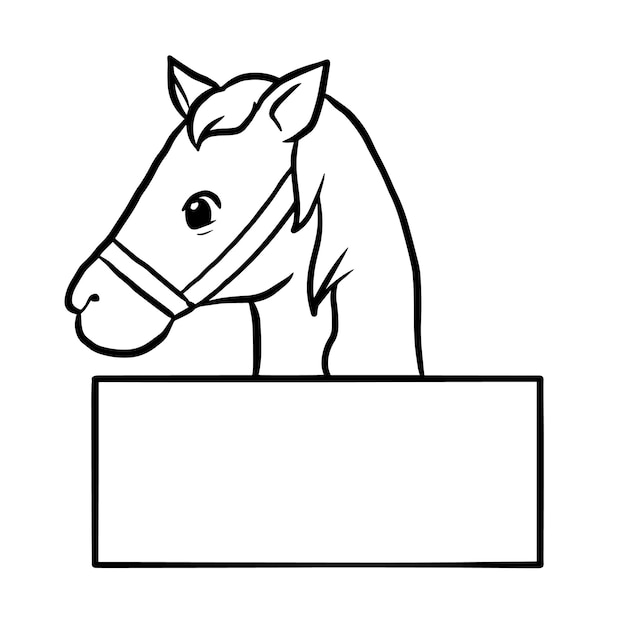 horse cartoon animal cute kawaii doodle coloring page drawing