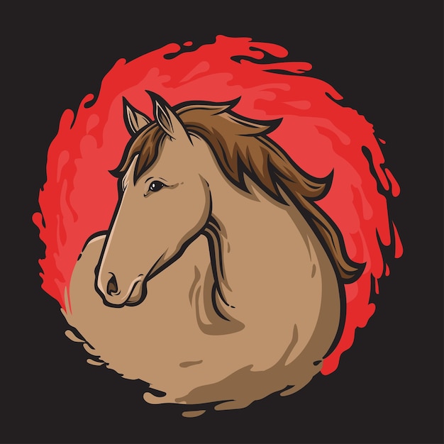 Horse cartoon illustration hand drawn vector