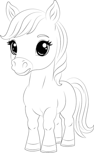 Horse cartoon page Coloring page a charming pony