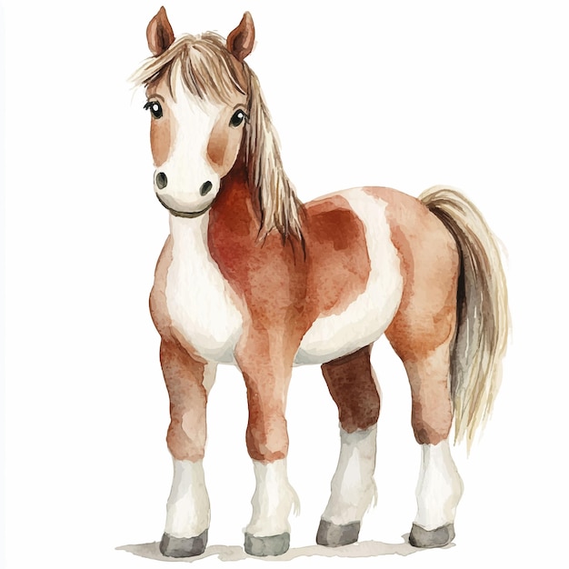 Horse cute watercolor clipart illustration isolated