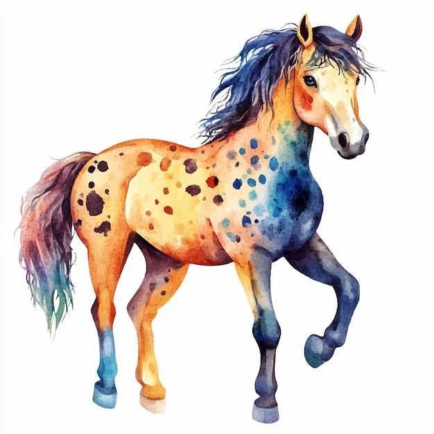 Horse cute watercolor clipart illustration isolated