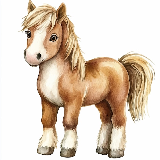 Horse cute watercolor clipart illustration isolated