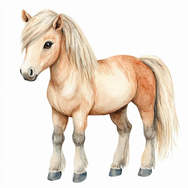 Horse cute watercolor clipart illustration isolated