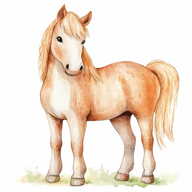 Horse cute watercolor clipart illustration isolated