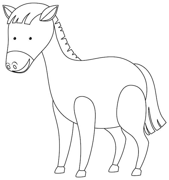 Horse doodle outline for colouring