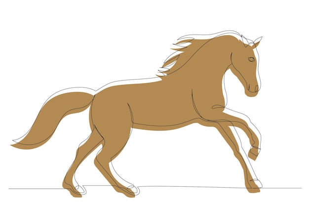 Horse drawing by one continuous line