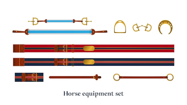 Horse equipment element collection Vector illustration