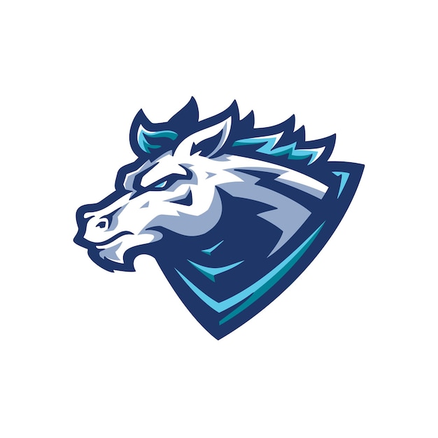 Horse esport mascot logo design. Stallion head cartoon illustration