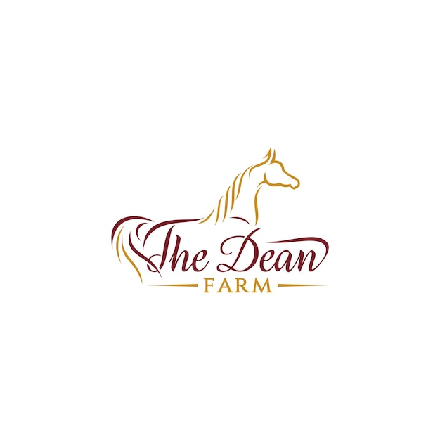 Horse Farm Line Art Logo Design