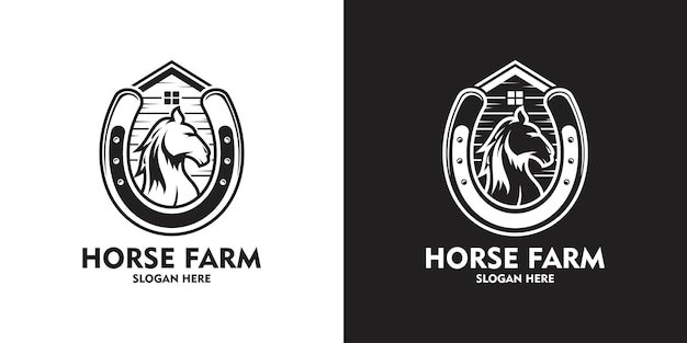 horse farm vintage logo design