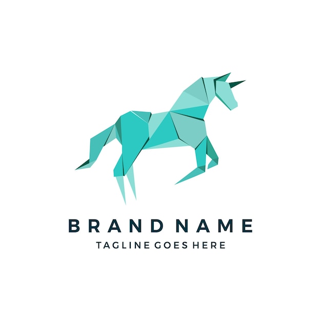 Horse Geometric Design. unicorn origami, polygonal Logo icon Vector illustration