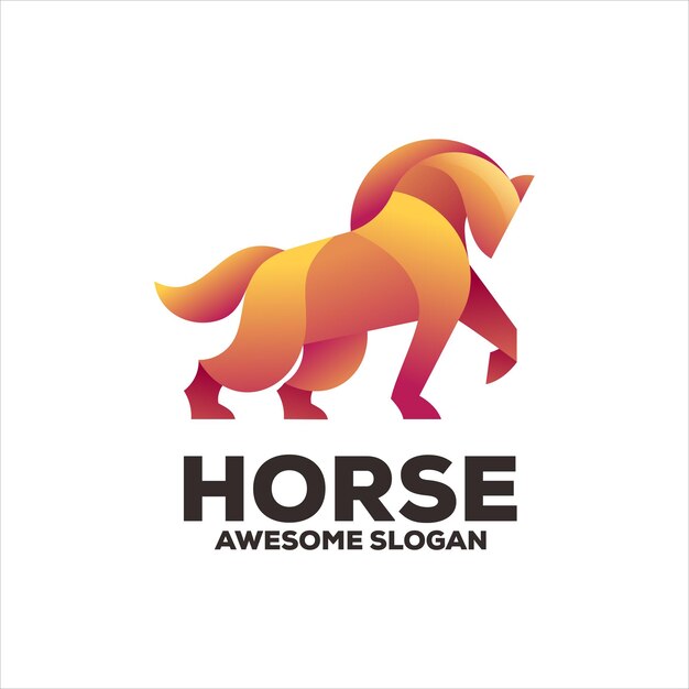 Horse gradient mascot illustration logo design