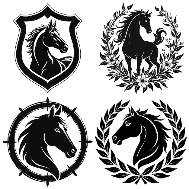 Vector horse head silhouette logo design vector illustration