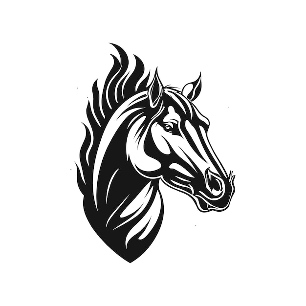 horse head silhouette vector on isolated white background