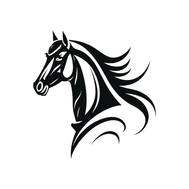 horse head silhouette vector on isolated white background