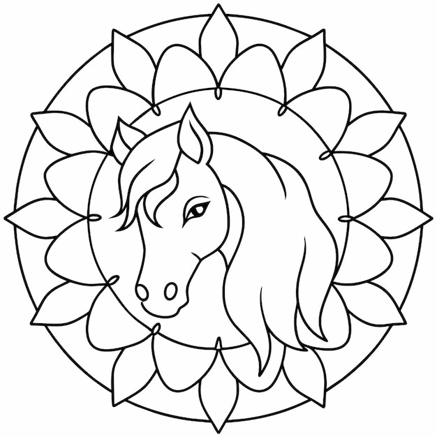 a horse head with a flower in the middle of it