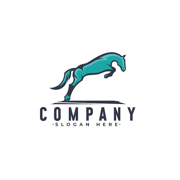 horse jump simple shape logo design illustration