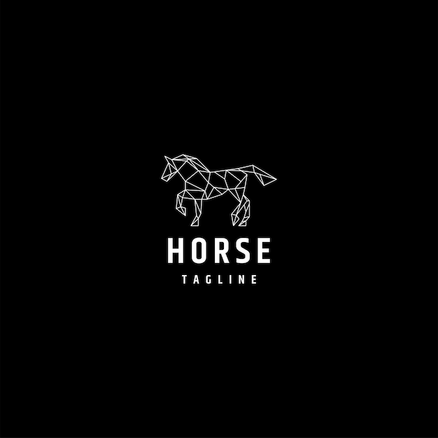 Horse line art logo design template