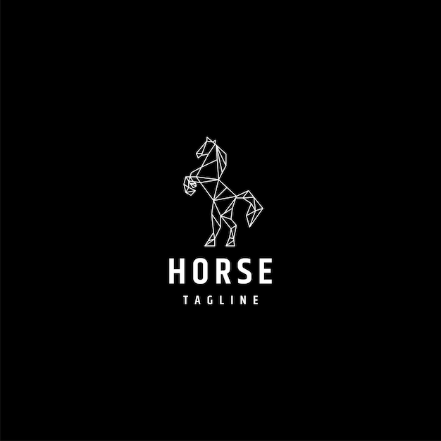 Horse line art logo design template