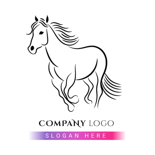 Horse line art logo illustration