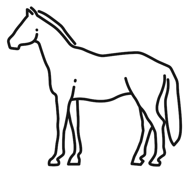 Horse line icon Farm animal Equestrain symbol