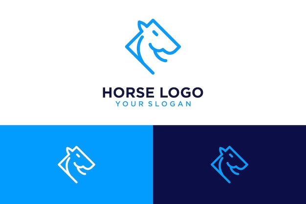 horse logo design with head and line art