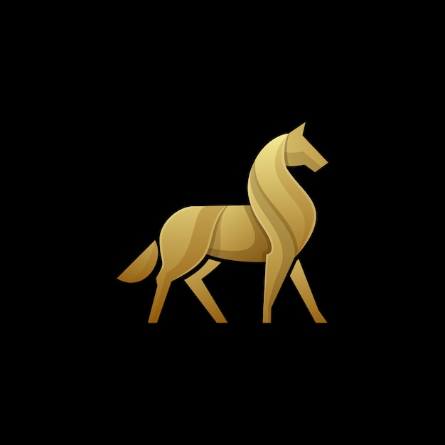 Horse logo gold color template