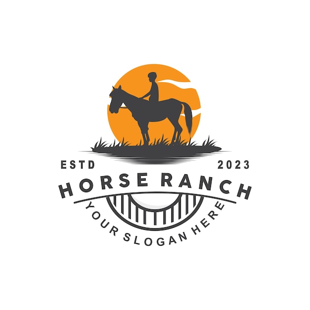 Horse Logo West Country Farm Ranch Cowboy Logo Design Simple Illustration Template