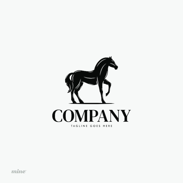 Horse logo with cat illustration standing relaxed