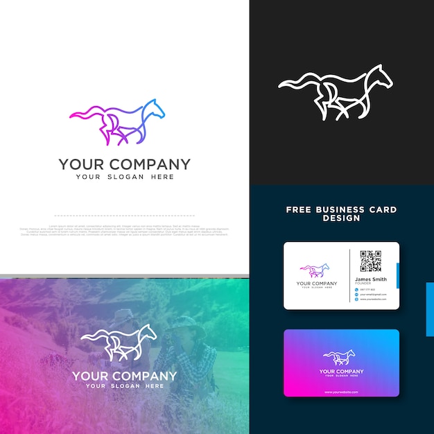 Horse Logo with Free Business Card Design