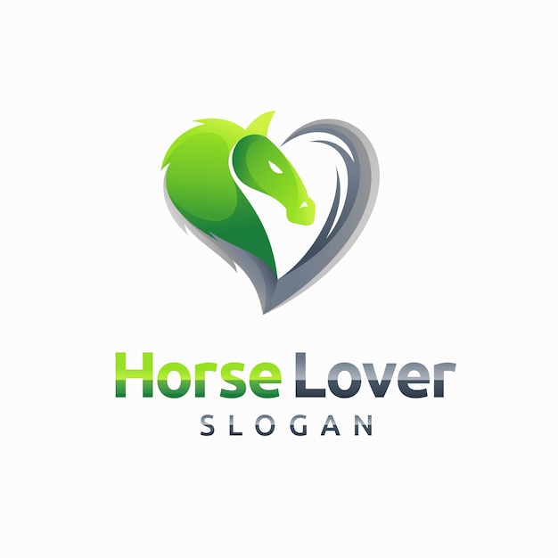 horse lovers logo with love concept