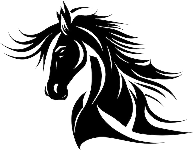 Horse Mascot Black Color Logo