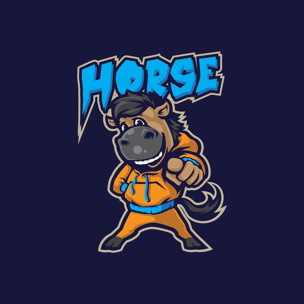 Horse mascot logo design vector with modern illustration concept style for badge, emblem and t shirt printing. Smart horse illustration.