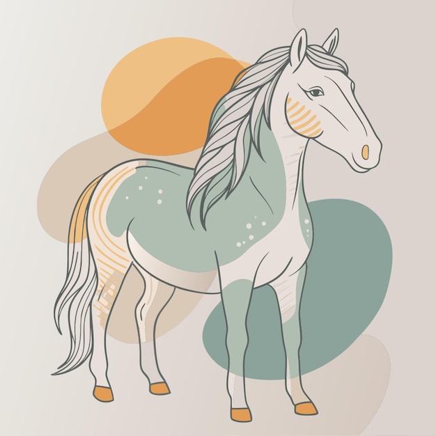 a horse mascot white background vector illustration line circuit