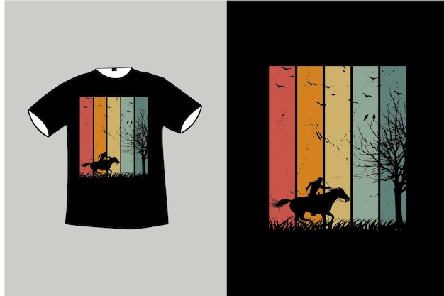 Horse and nature  sunset retro vintage tShirt design