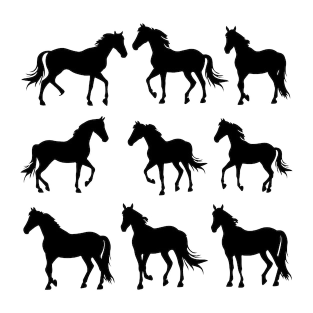 Vector horse silhouette horses running silhouette