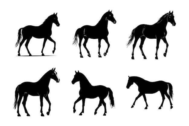 Vector horse silhouette set vector clipart