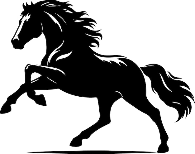 Vector horse silhouette vector art illustration with white background