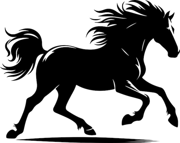 Vector horse silhouette vector art illustration with white background