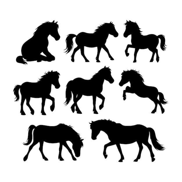 Horse silhouette Vector Illustration Of A Cute Horse set Silhouette