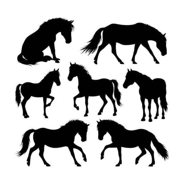 Horse silhouette Vector Illustration Of A Cute Horse set Silhouette