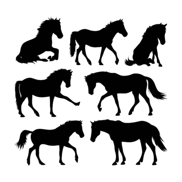 Vector horse silhouette vector illustration of a cute horse set silhouette