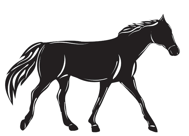 Horse silhouette on white background isolated vector