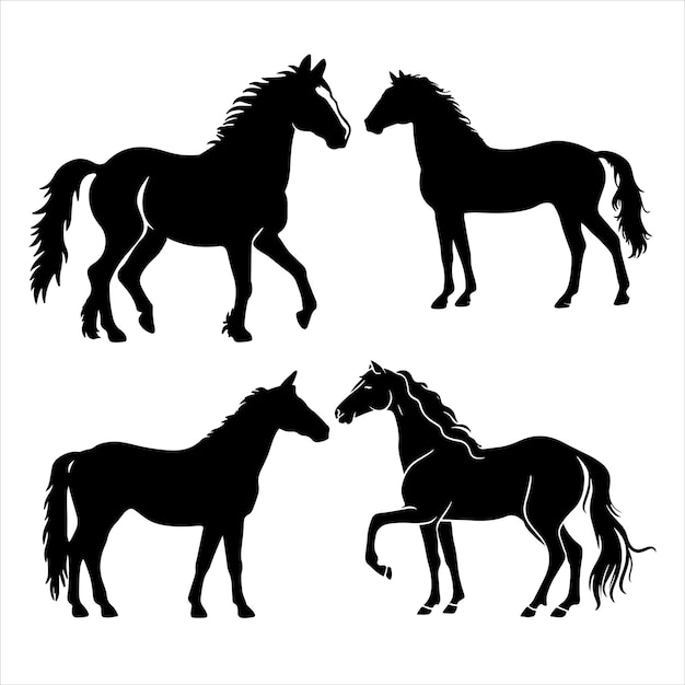 horse silhouettes vector illustration