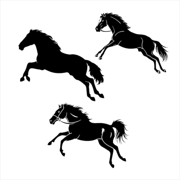 horse silhouettes vector illustration