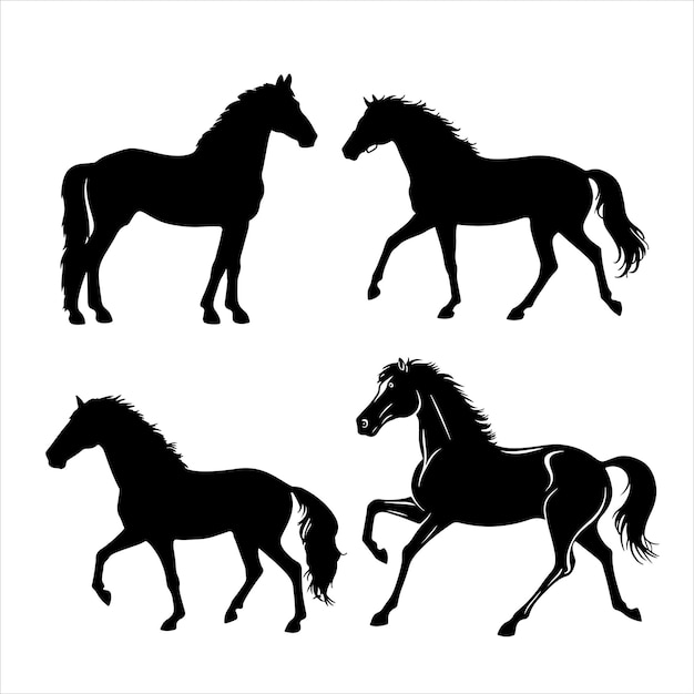 horse silhouettes vector illustration