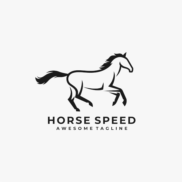 Horse speed abstract logo design illustration