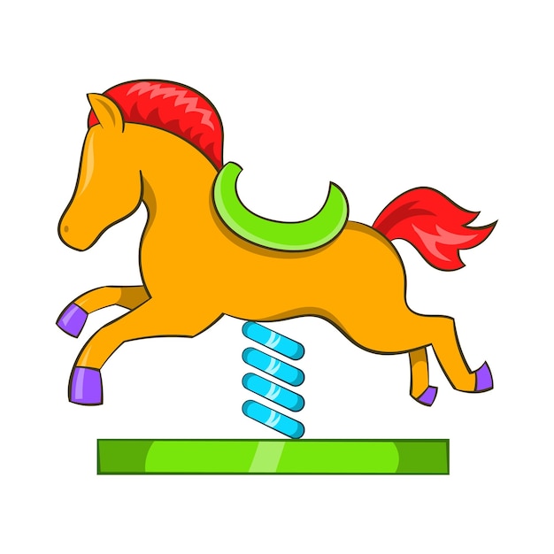 Horse spring see saw icon in cartoon style on a white background