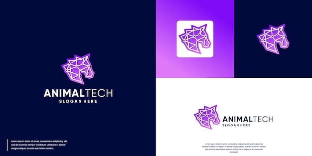 Vector horse tech electric circuit style modern abstract logo design vector